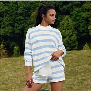 Free People Blue and White Striped Sweater